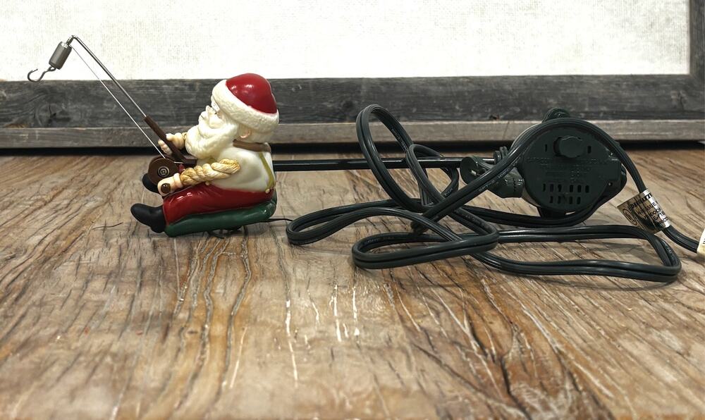 Vintage Capricorn Electronics Merry Fishing Santa Animated Ornament